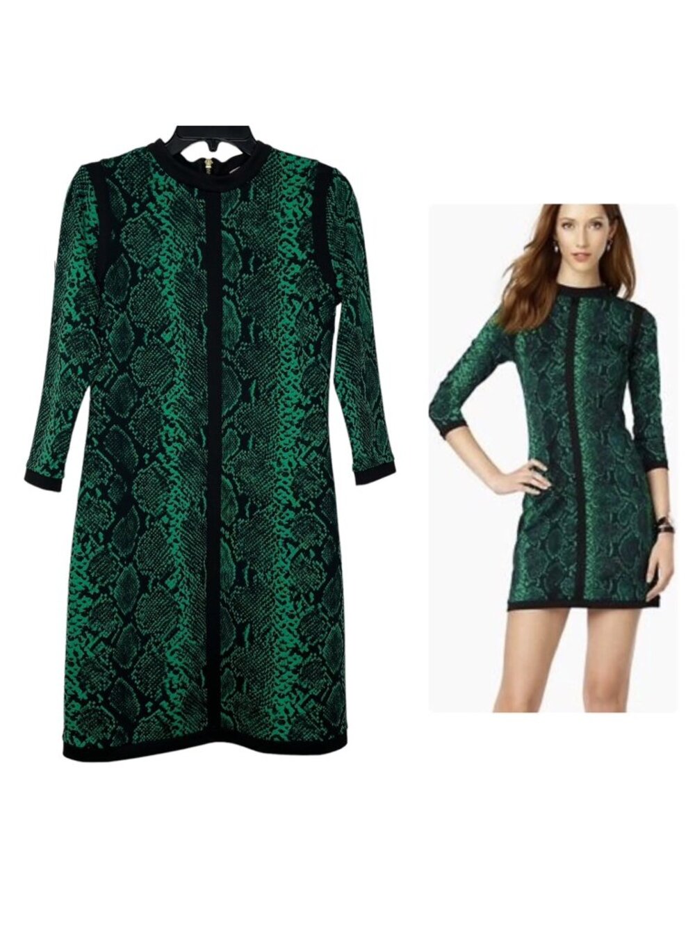 Juicy Couture Womens Dress Size Medium 3/4 Sleeves Snake Print Stretchy Party